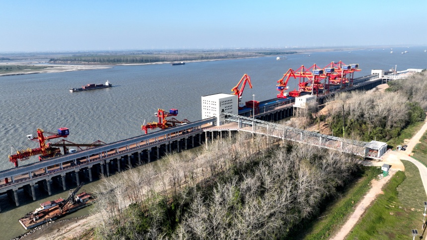 碼頭各項配套工程正在加速施工。鄭飛華攝